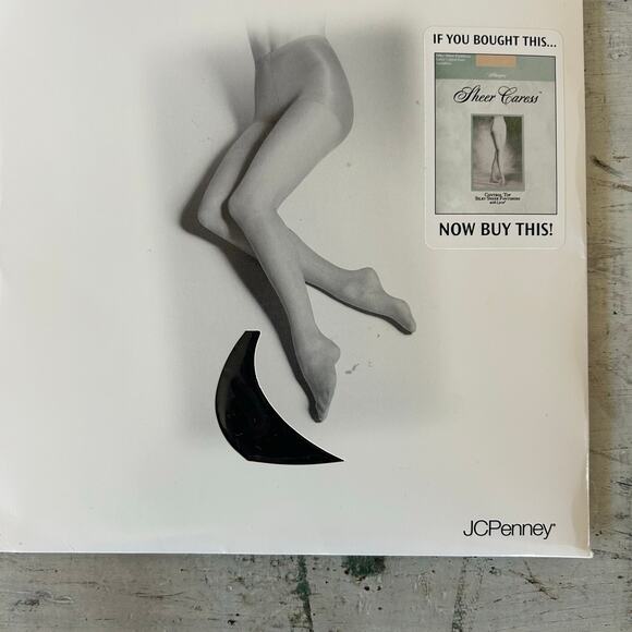 Vintage JCPenney Sheer Caress Silky Sheer new pantyhose navy blue Queen Tall - Picture 2 of 8